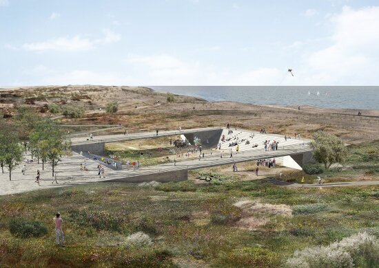 Haugen/Zohar Arkitekter er blant de utvalgte bedriftene i Arkitektur ut i verden, her illustrert ved deres prosjekt Coastal Park i Tel Aviv. Foto: Haugen/Zohar Arkitekter.