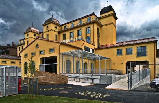 The factory building in stormy Oslo weather