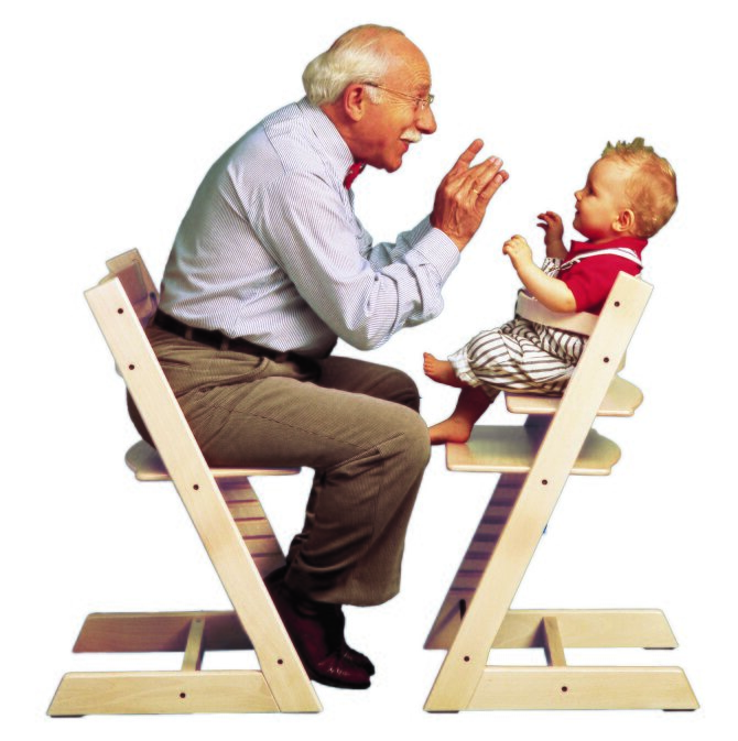 This photo shows the chair used by an older man and a very young child