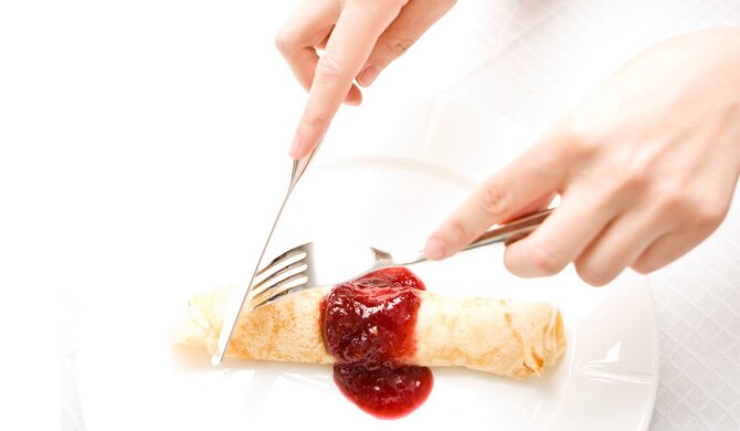 cutlery and pancakes