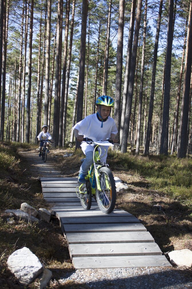 Child participating in bicycle race in the park