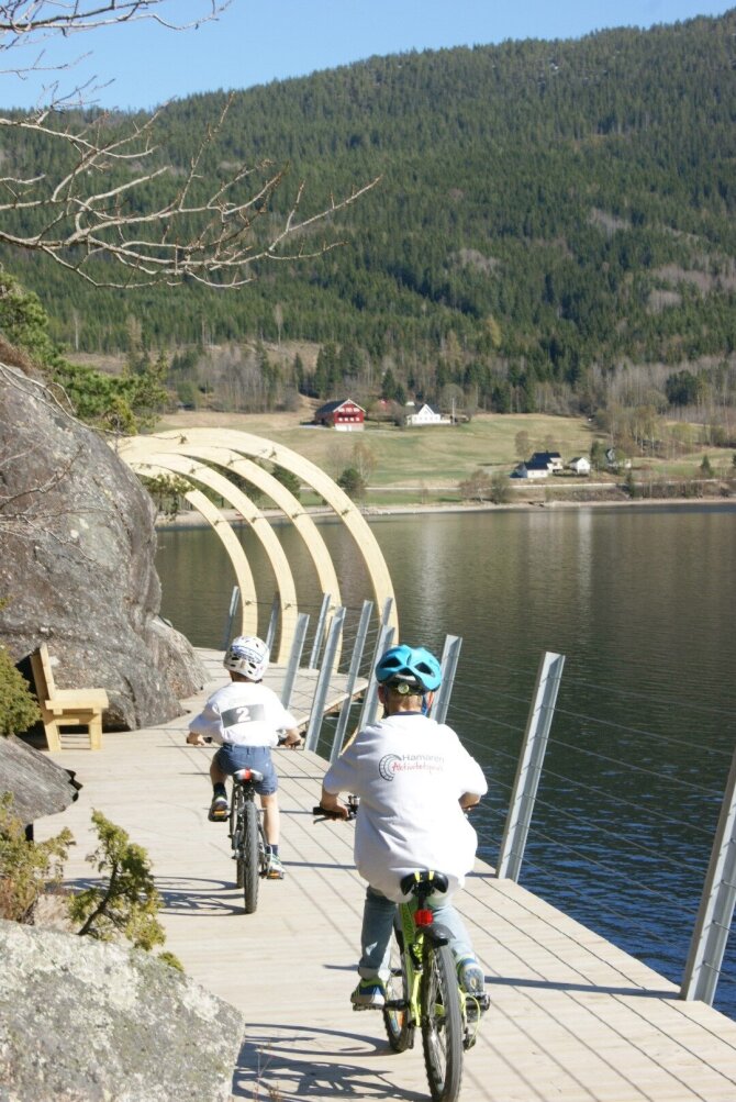 Children participating in bicycle race in the park