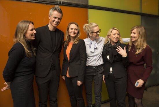Lansering av eksportprogrammet Arkitektur ut i verden på DOGA mandag 20. mars. Bildet viser f.v. administrerende direktør Trude Gomnæs Ugelstad fra DOGA, direktør for arkitektur Tor Inge Hjemdal, kulturminister Linda Hofstad Helleland, næringsminister Monica Mæland og Innovasjon Norges Anita Krohn Traaseth og Margit Klingen Daams. Foto: Sverre Christian Jarild