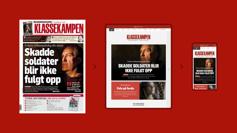 Klassekampen og Netlife Design får DOGA-merket for design og arkitektur for redesignet av avisens digitale utgave. 