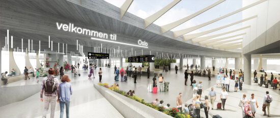 Illustrasjon av nye Oslo bussterminal innvendig.
